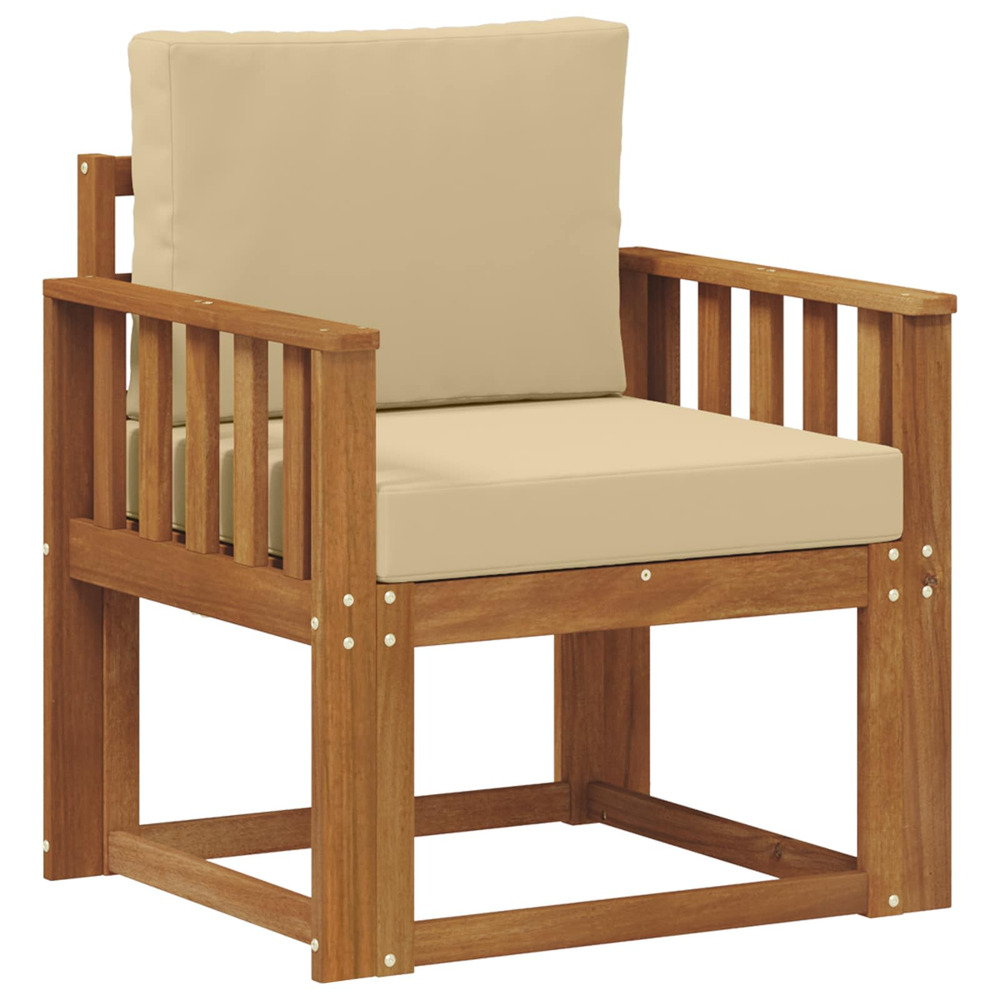 Canapé d’extérieur bois d'acacia massif et polyester naturel