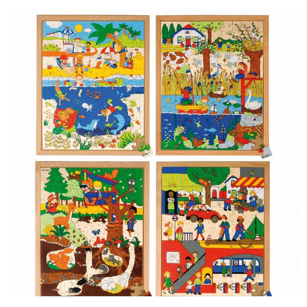 Puzzle qu'est-ce qui se passe au-dessus et au-dessous: le lot de 4 puzzles - jeu montessori