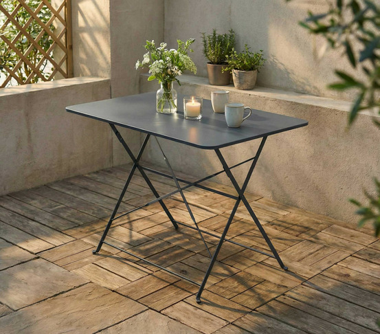 Table de jardin pliante - 4 places - gris anthracite - venise