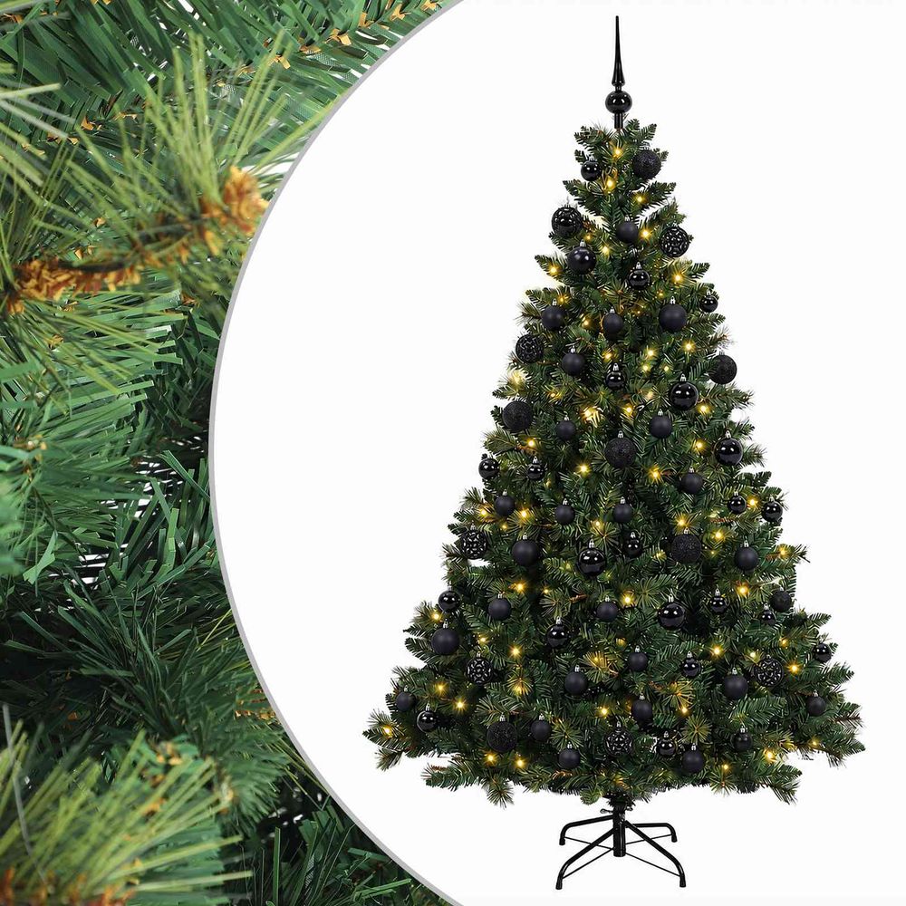 Arbre de noël artificiel avec boule 240 cm 300 led blanc chaud