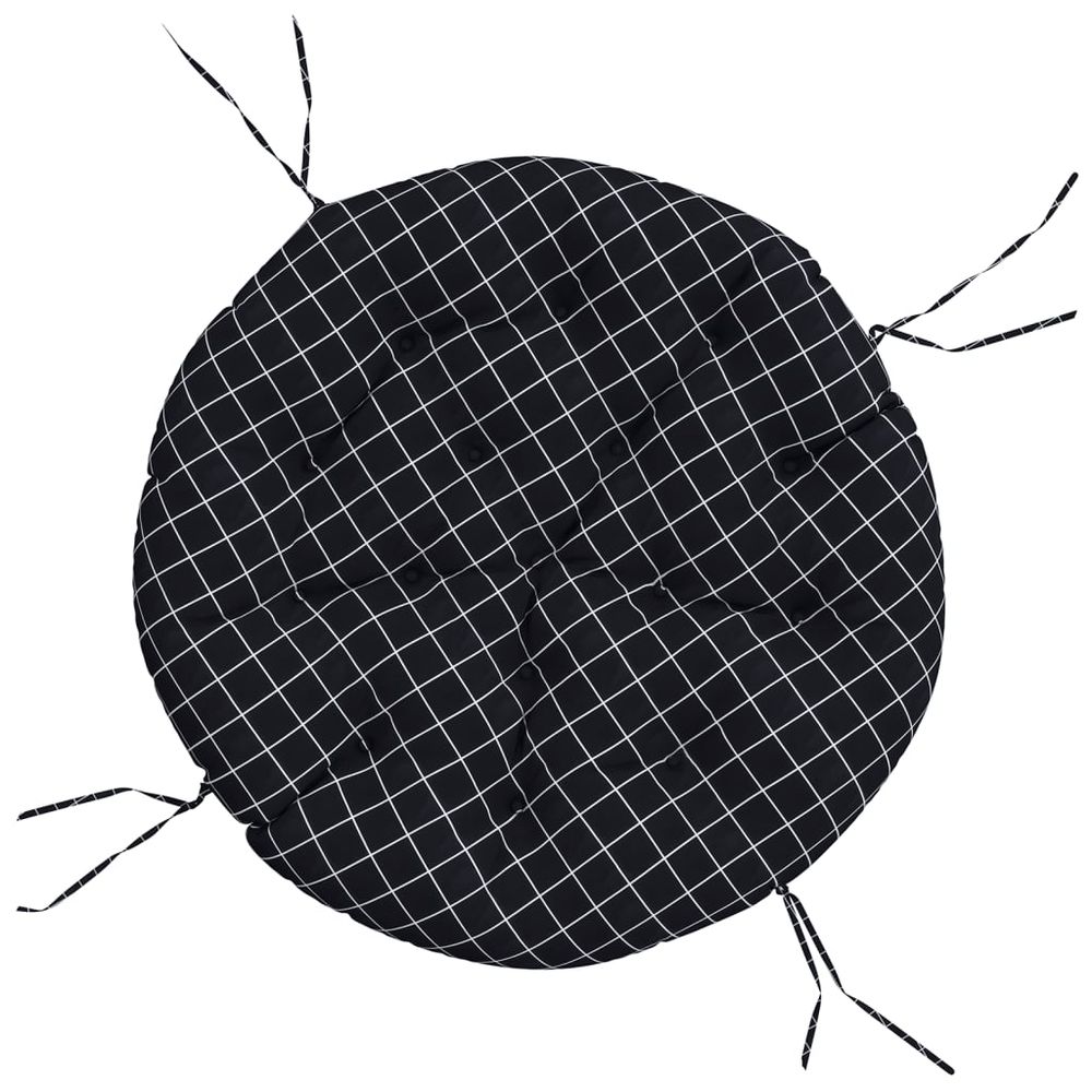 Coussin rond motif à carreaux noir ø 100 x11 cm tissu oxford