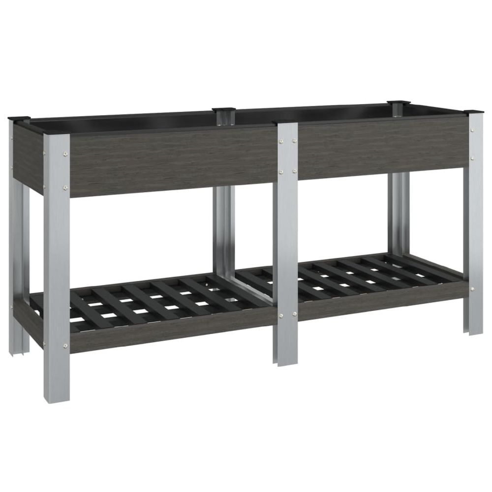Lit surélevé de jardin avec étagère gris 175x50x75 cm wpc