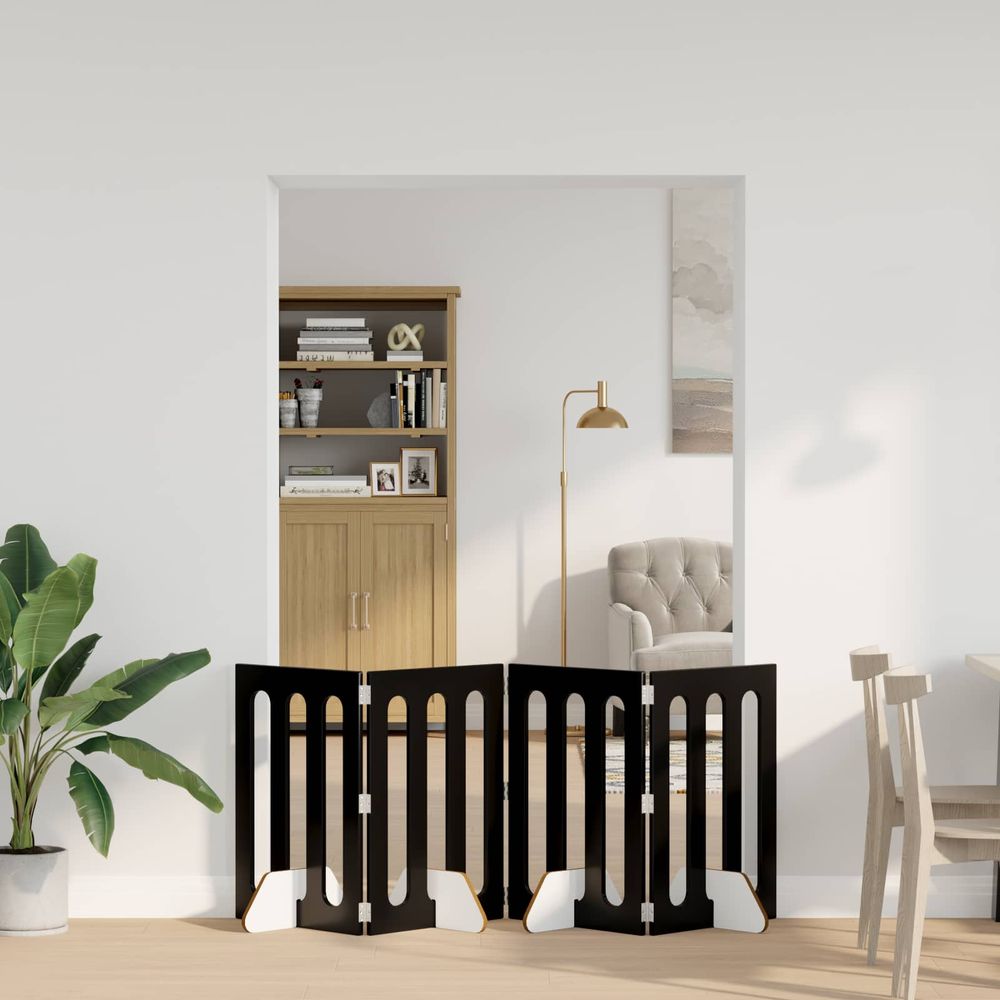 Clôture parc pour animaux bois intérieur pliable chêne noir 201x70cm