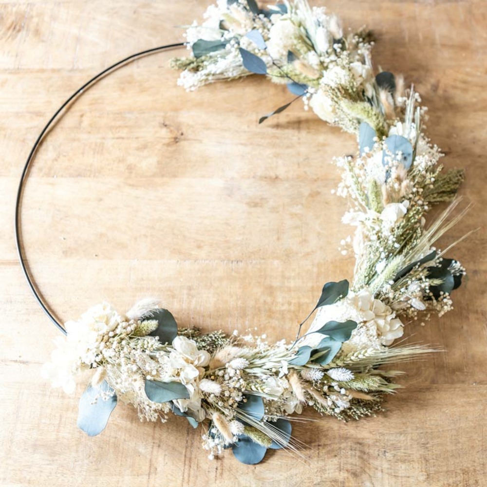 Couronne murale de fleurs séchées henriette d50cm