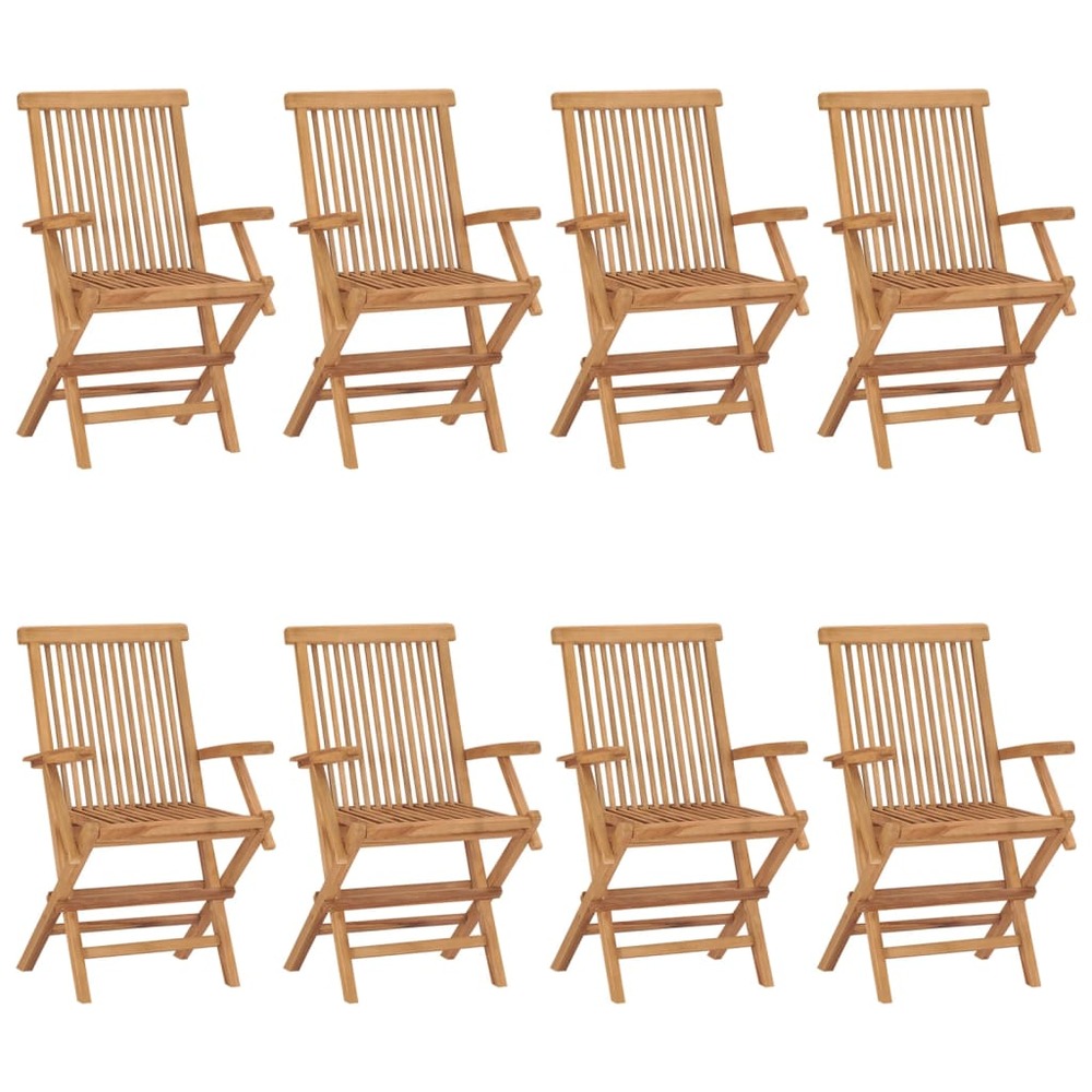Chaises de jardin lot de 8 bois de teck massif