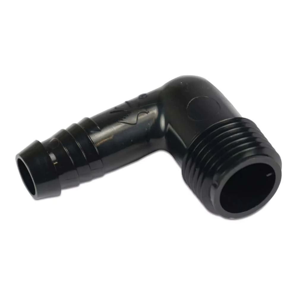 Coude de raccordement arrosage, angle 90°, 1/2 pouce
