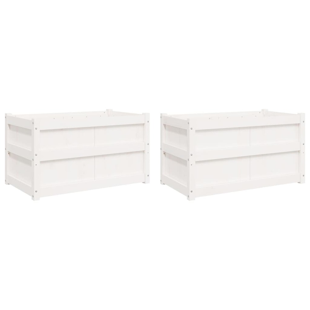 Jardinière bac lit surélevé plantes fleurs jardin terrasses lot de 2 bois de pin massif blanc