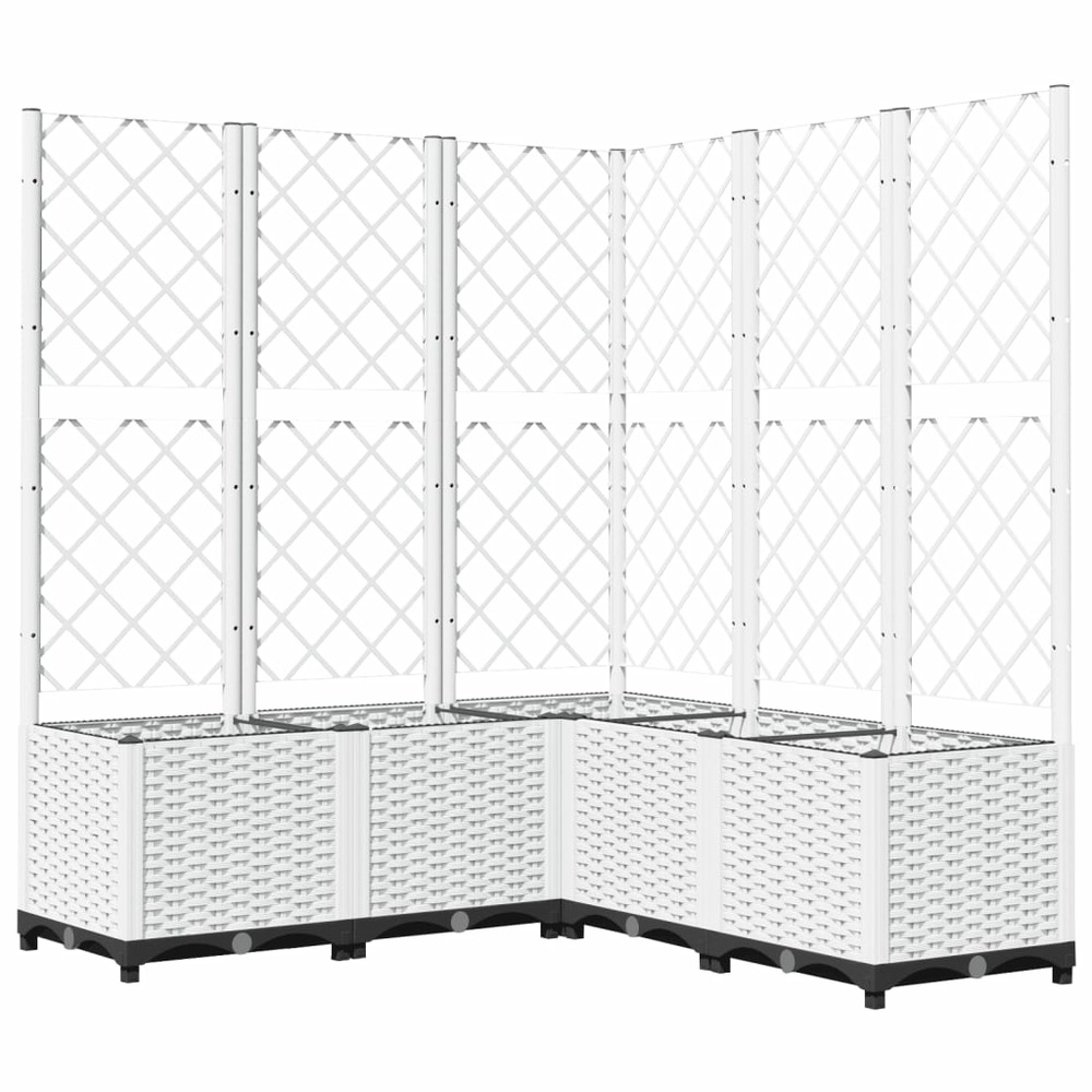 Jardinière bac lit surélevé plantes fleurs terrasse jardin avec treillis 120 x 120 x 136 cm pp blanc