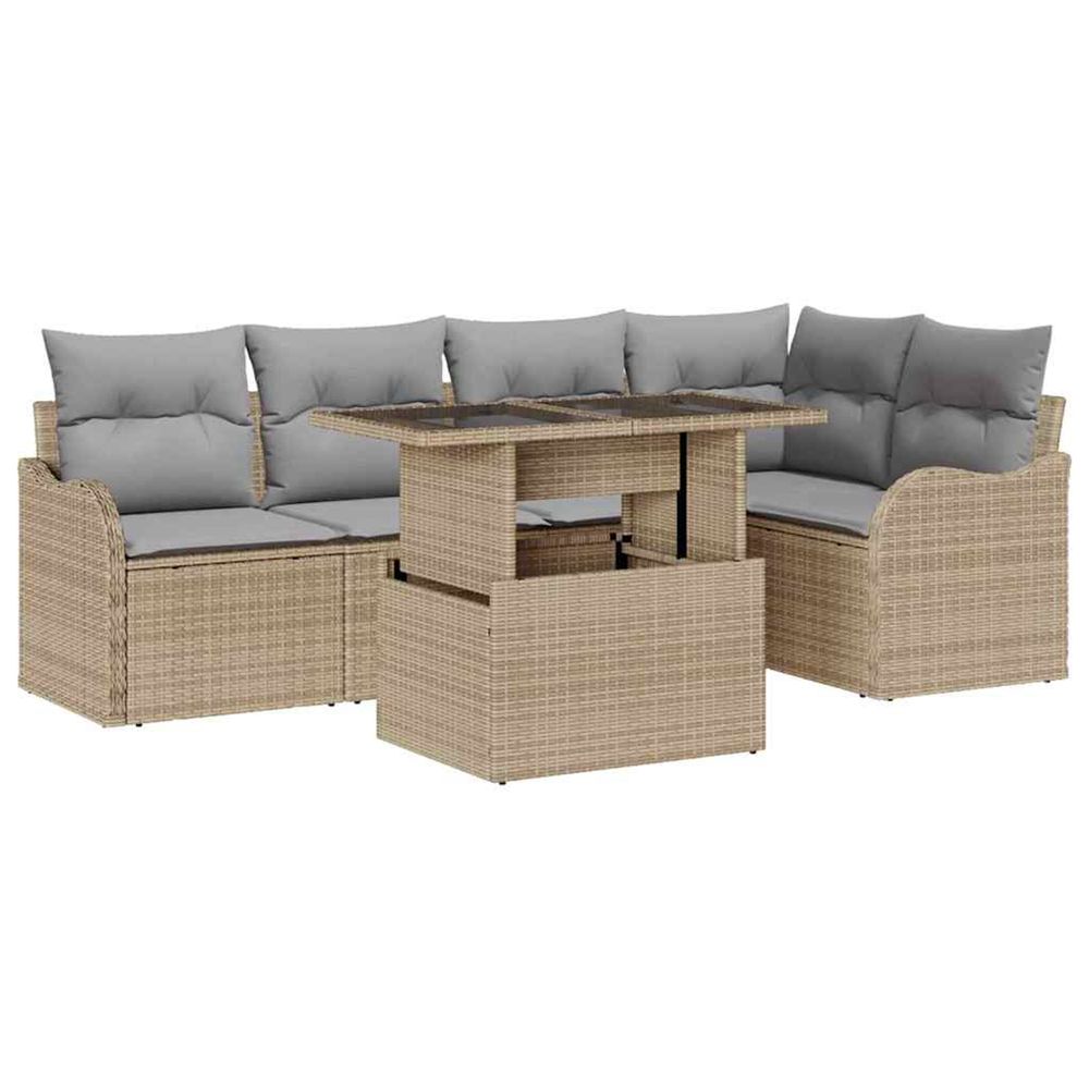 Ensemble de canapé de jardin 6 pc beige poly rattan