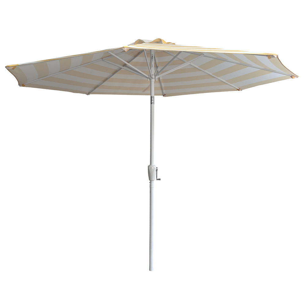 Parasol droit bandol rond 2,70m de diamètre à rayures jaunes