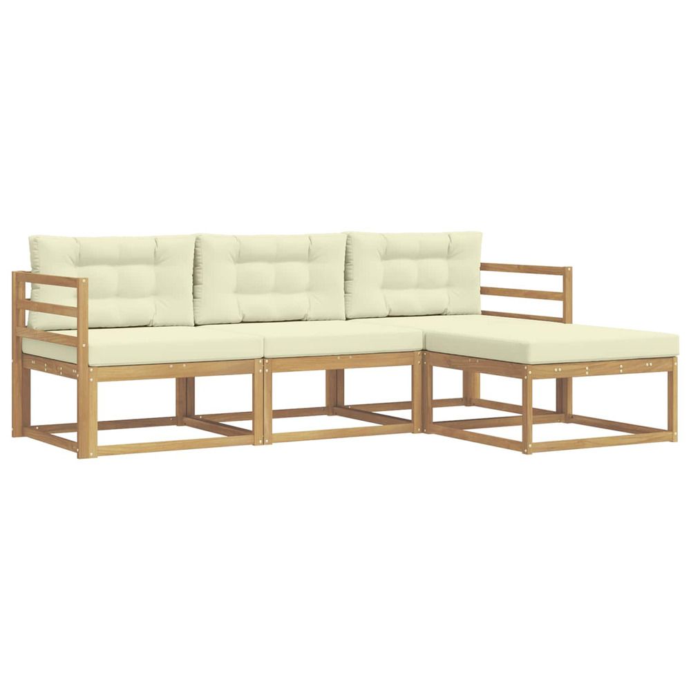 Ensemble de canapés d'extérieur 4 pc blanc et crème polyester