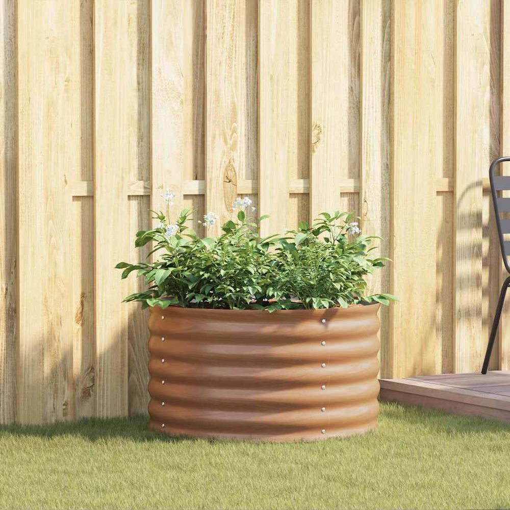 Jardinière potager surélevé acier carré pour balcon marron 80x80x44 cm