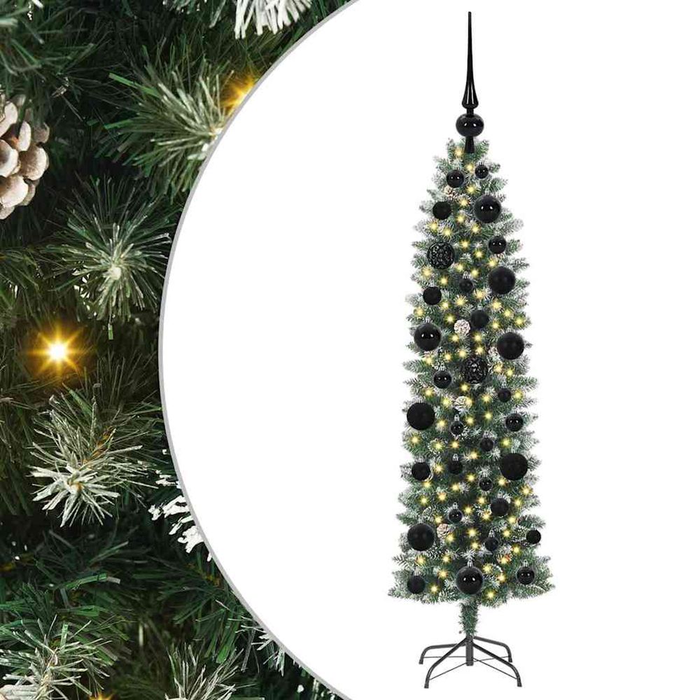 Arbre de noël artificiel slim vert et blanc 120 cm