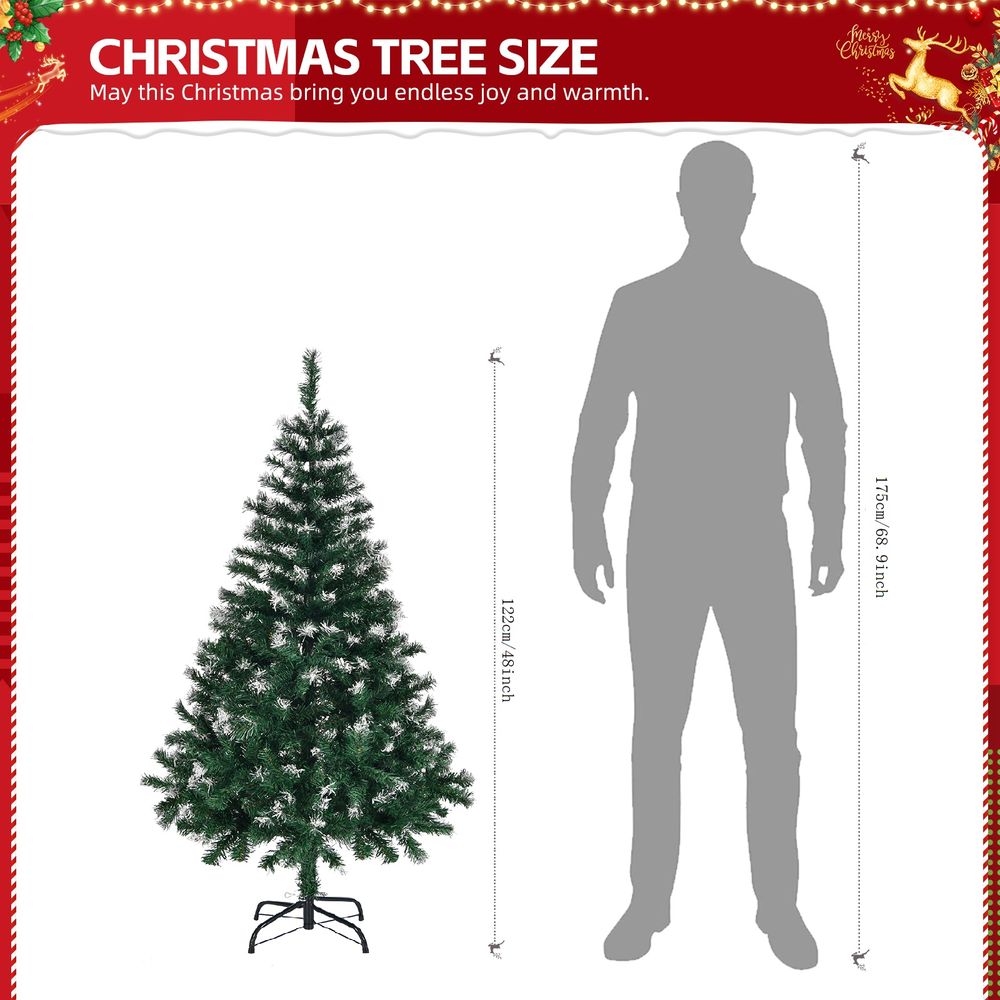 Sapin de noël vert enneigé 4ft 120cm 300 branches pvc