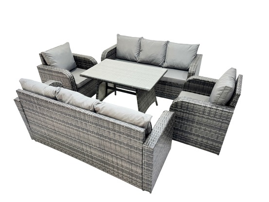 Ensemble de meubles de jardin en polyrotin table à manger recling arm fauteuil canapé lounge 8 places