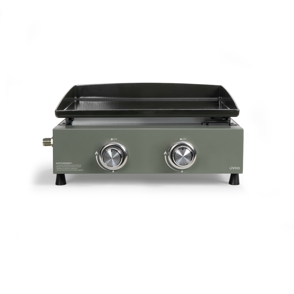 Plancha gaz 5000w plaque acier émaillé 45. 5x35. 5cm - doc323