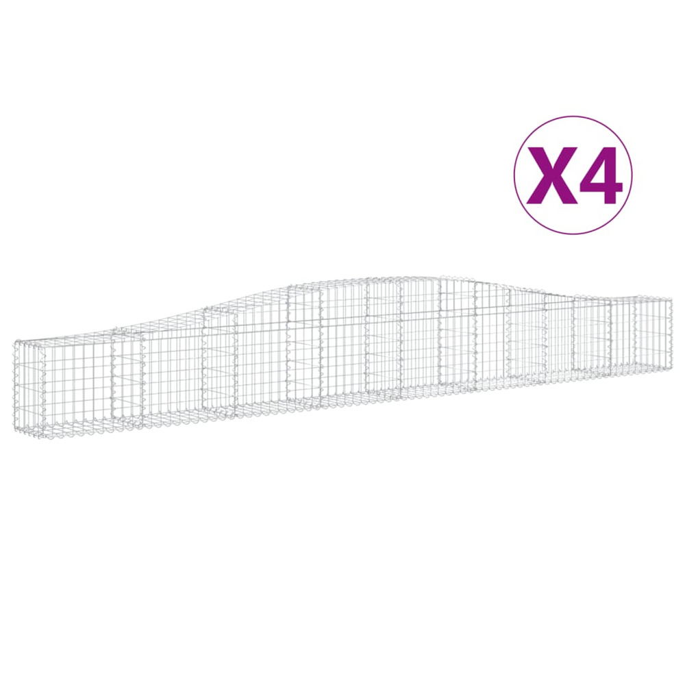Paniers à gabions arqués 4 pcs 400x30x40/60 cm fer galvanisé