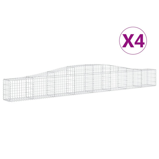 Paniers à gabions arqués 4 pcs 400x30x40/60 cm fer galvanisé