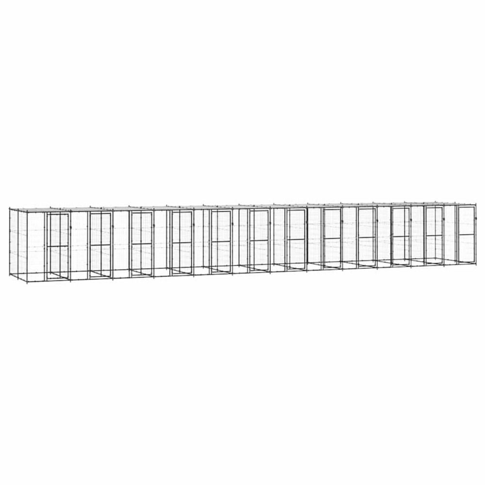 Chenil extérieur acier avec toit 29,04 m²