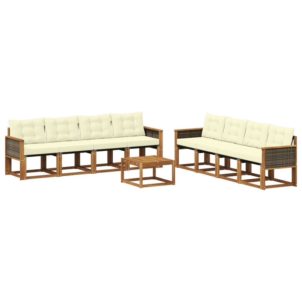 Ensemble de canapés d'extérieur 9 pcs naturel et crème