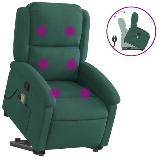 Fauteuil de massage inclinable vert foncé velours