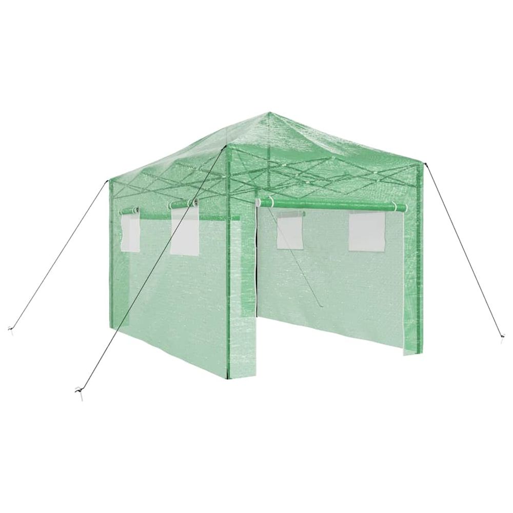 Serre avec cadre pop-up avec toit vert 280 x 410 x 315 cm fer