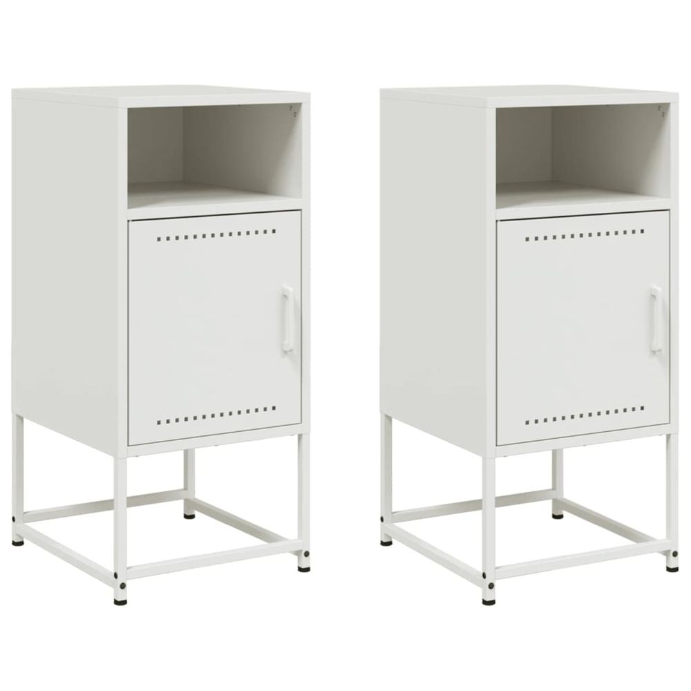Tables de chevet 2 pcs blanc 36x39x78 cm acier
