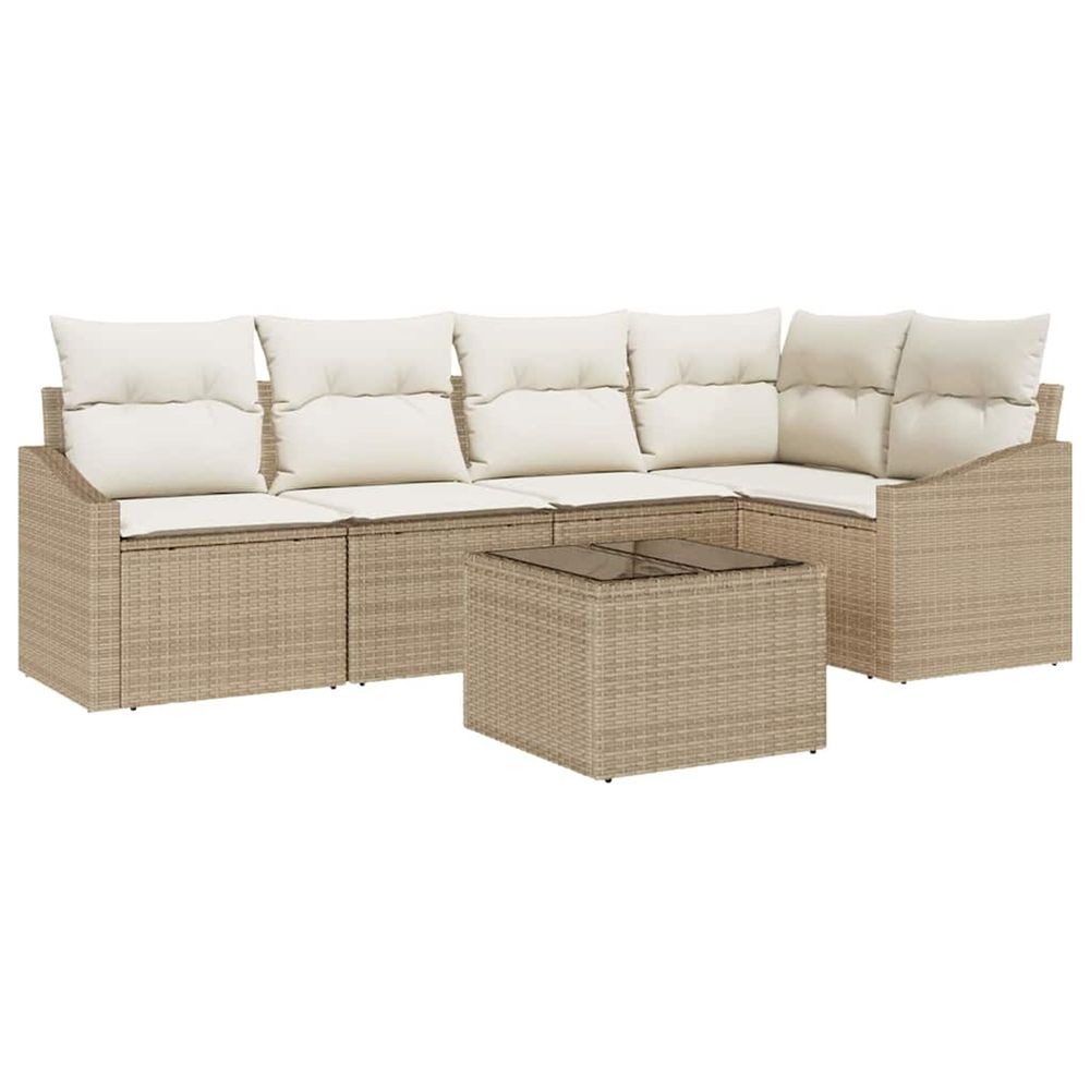 Ensemble de canapé de jardin 6 pc beige et crème polyrotin
