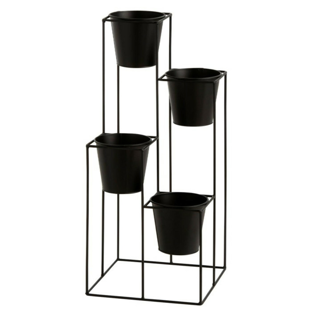 Lot de 4 cache-pots sur pied étagère 70cm noir