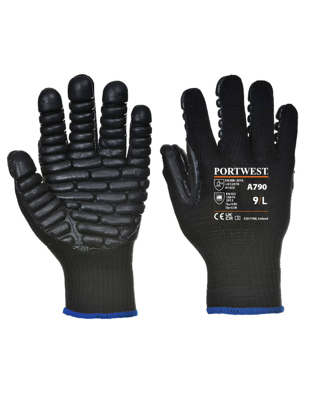 Gant anti vibration couleur : noir taille m - portwest