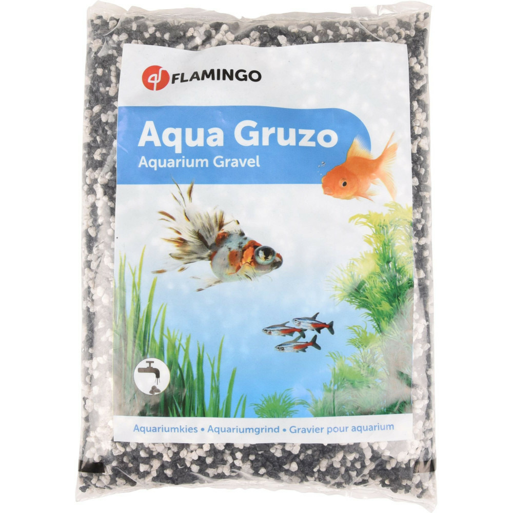 Gravier gruzo fin noir blanc 1kg pour aquarium