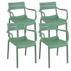 Lot de 4 fauteuils de terrasse en plastique vert sauge