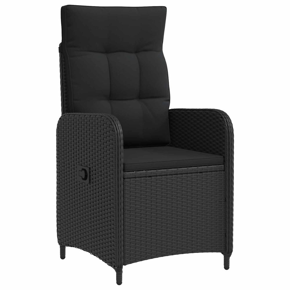Chaise de jardin inclinable noir polyrotin