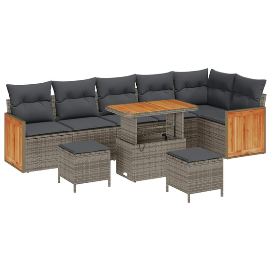 Ensemble de canapé de jardin avec coussin 9 pcs gris