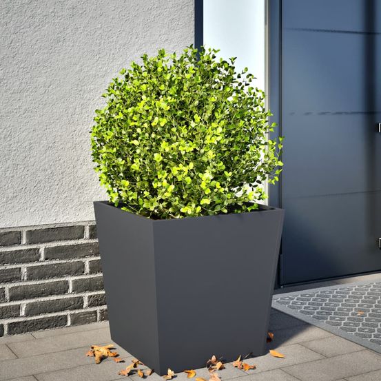 Jardinière carrée acier pot de fleurs extérieur anthracite 50x50x50 cm