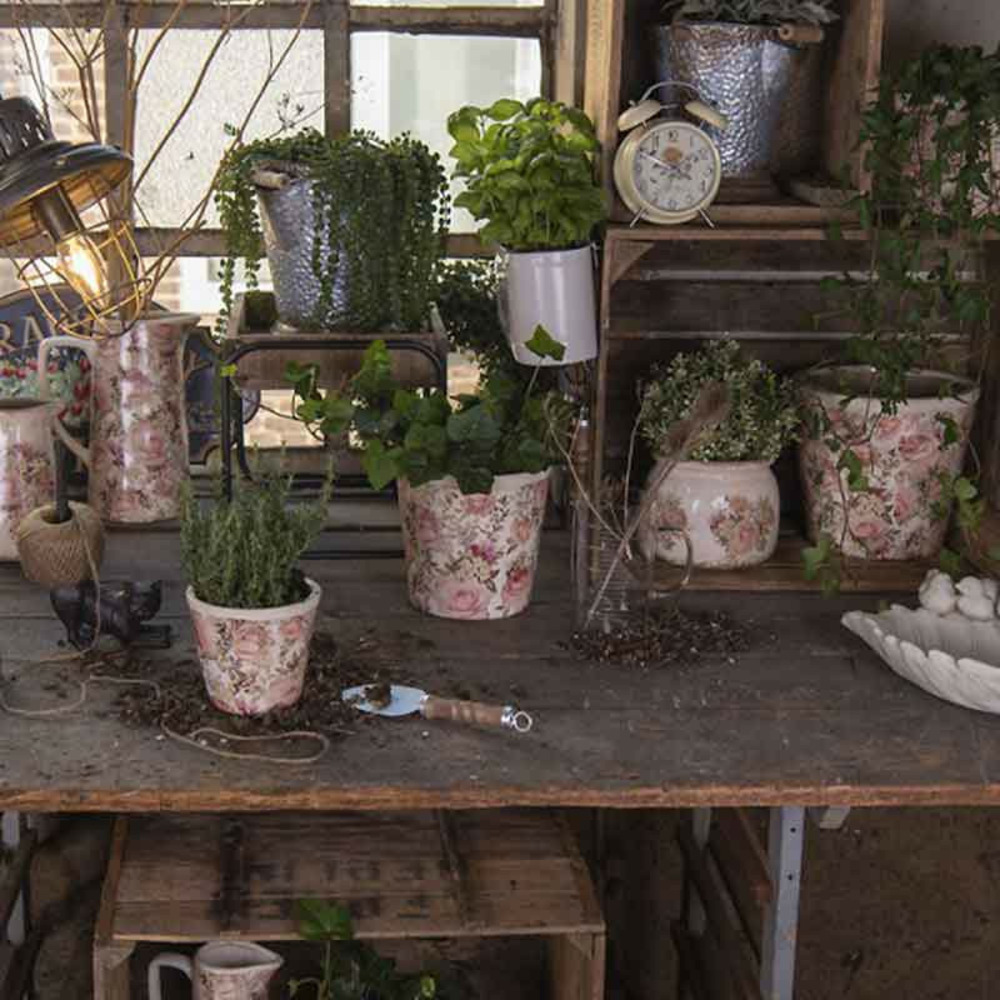 Pot de fleurs céramique jardin anglais 12x11cm