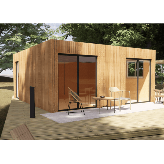 Tiny house ossature bois en bois 5,5 x 5,7 x 2,7 m / menuiseries alu k-line