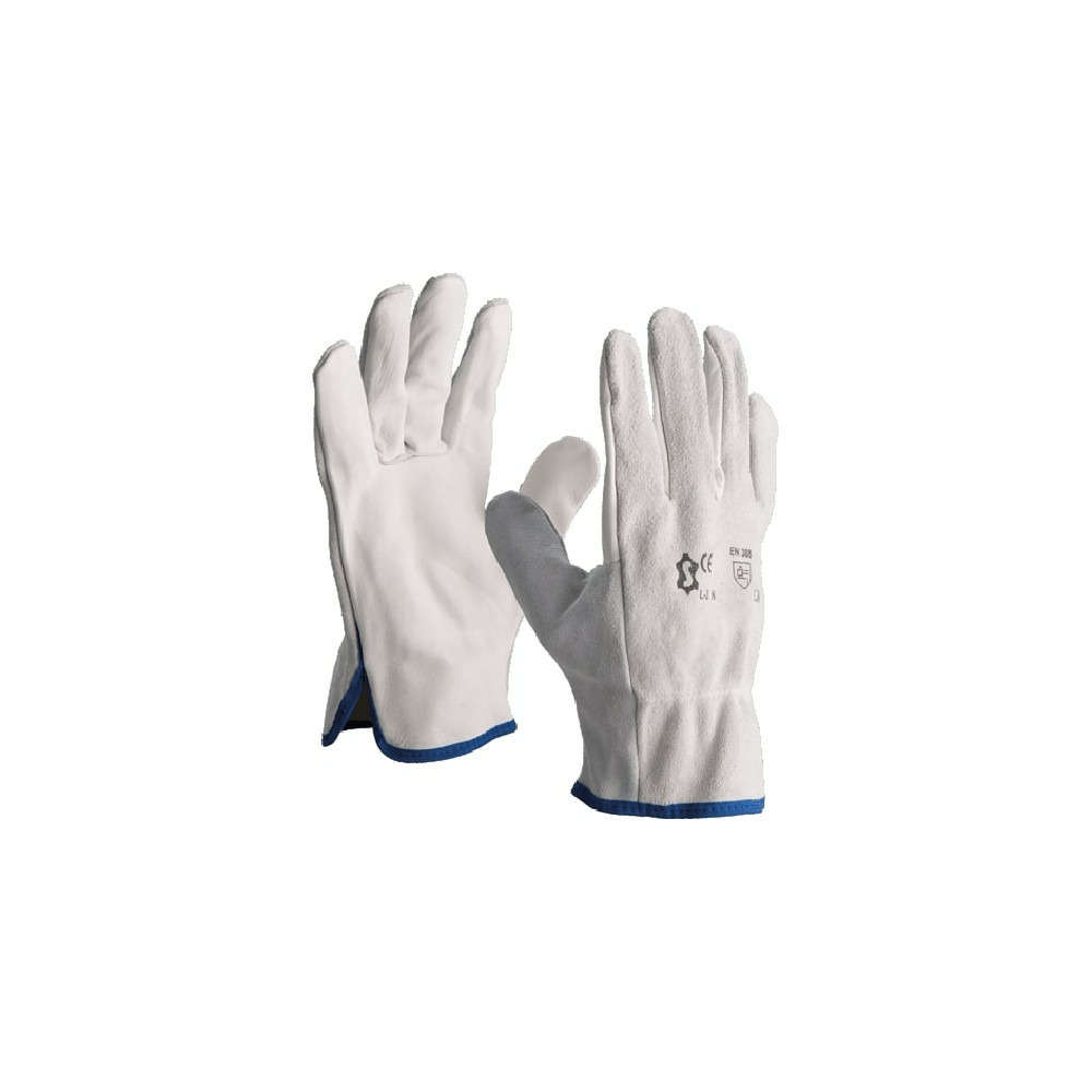 Gants de protection cuir paume fleur et dos croûte de bovin t10 naturel l 3ln
