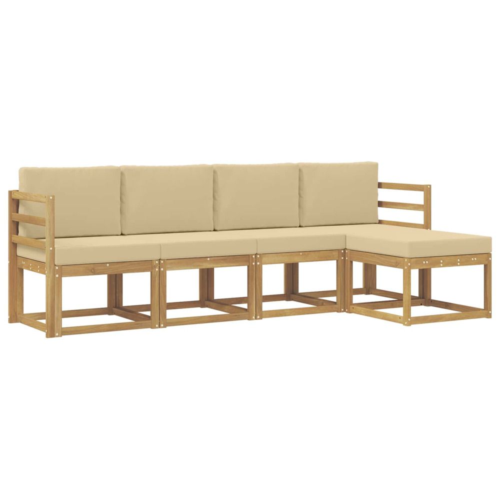 Ensemble de canapés d'extérieur 5 pc blanc et beige