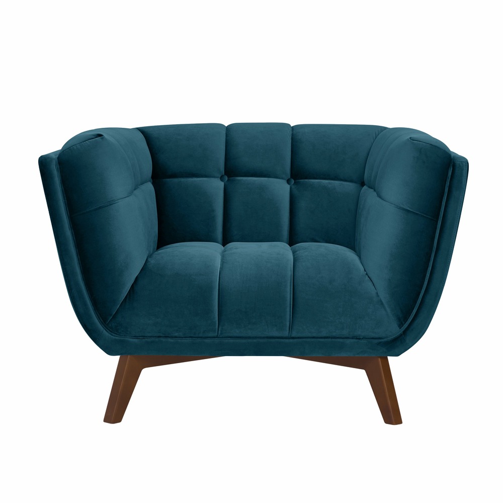 Mona-fauteuil en velours bleu foncé