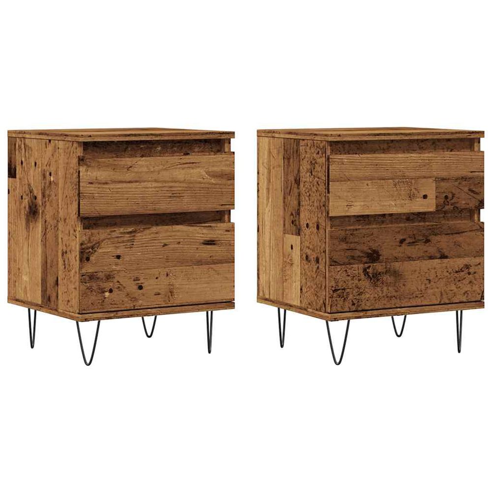 Tables de chevet 2 pcs vieux bois 40x35x50 cm bois d’ingénierie
