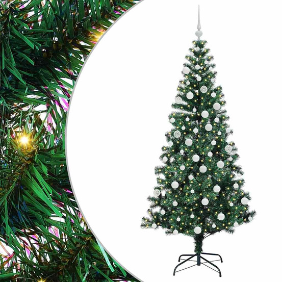 Sapin de noël artificiel pré-éclairé vert 180 cm pvc et métal