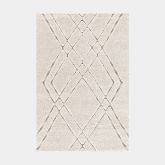 Tapis de salon graphique en relief - maya - crème et beige - 160 x 230 cm
