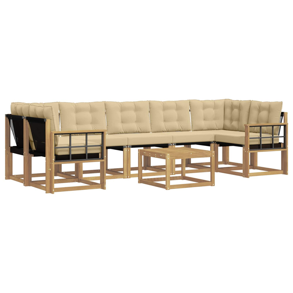 Ensemble de canapés d'extérieur 8 pcs blanc et beige