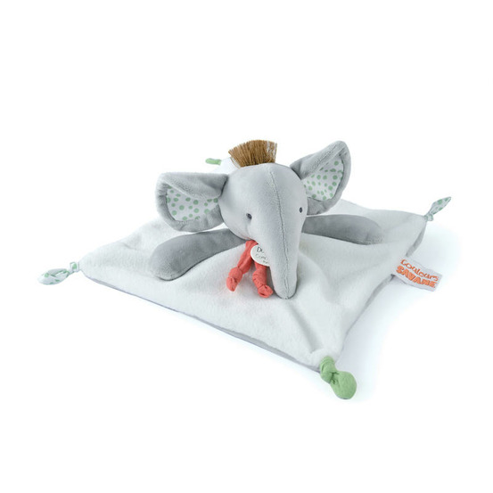 Doudou plat éléphant gris 25 cm