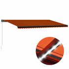 Auvent manuel rétractable avec led 600x300 cm orange et marron