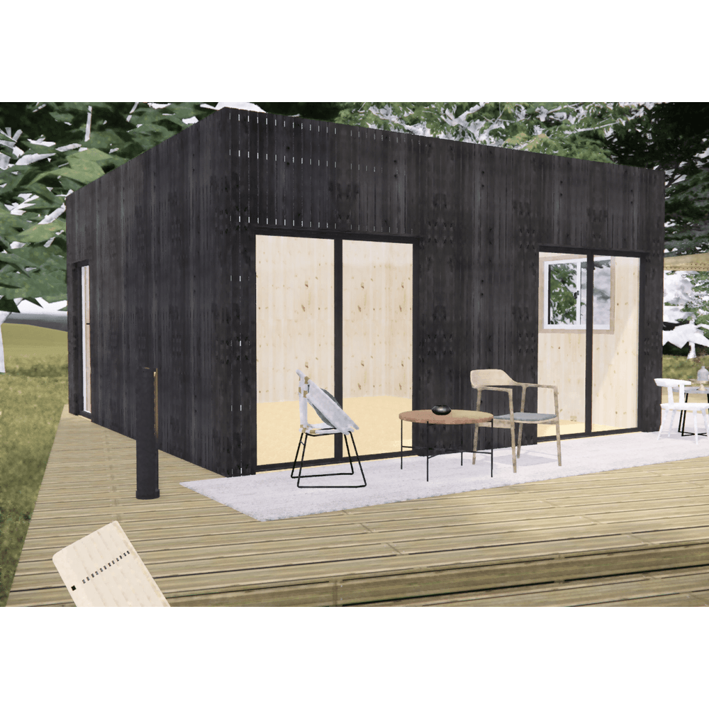Studio de jardin bien isolé en bois 5,5 x 5,7 x 3,2 m / isolation re2020 avec plancher isolé
