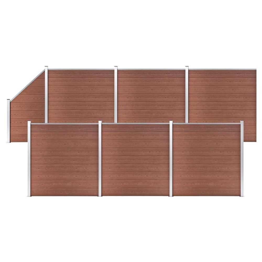Ensemble de clôture wpc 6 carré + 1 incliné 1138x186 cm marron