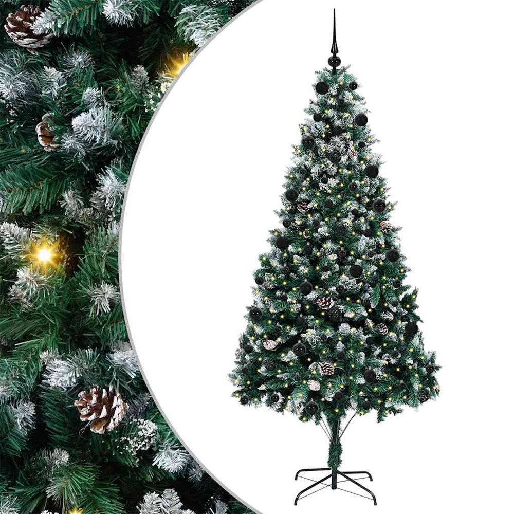 Sapin de noël artificiel vert 210 cm pvc, acier et plastique