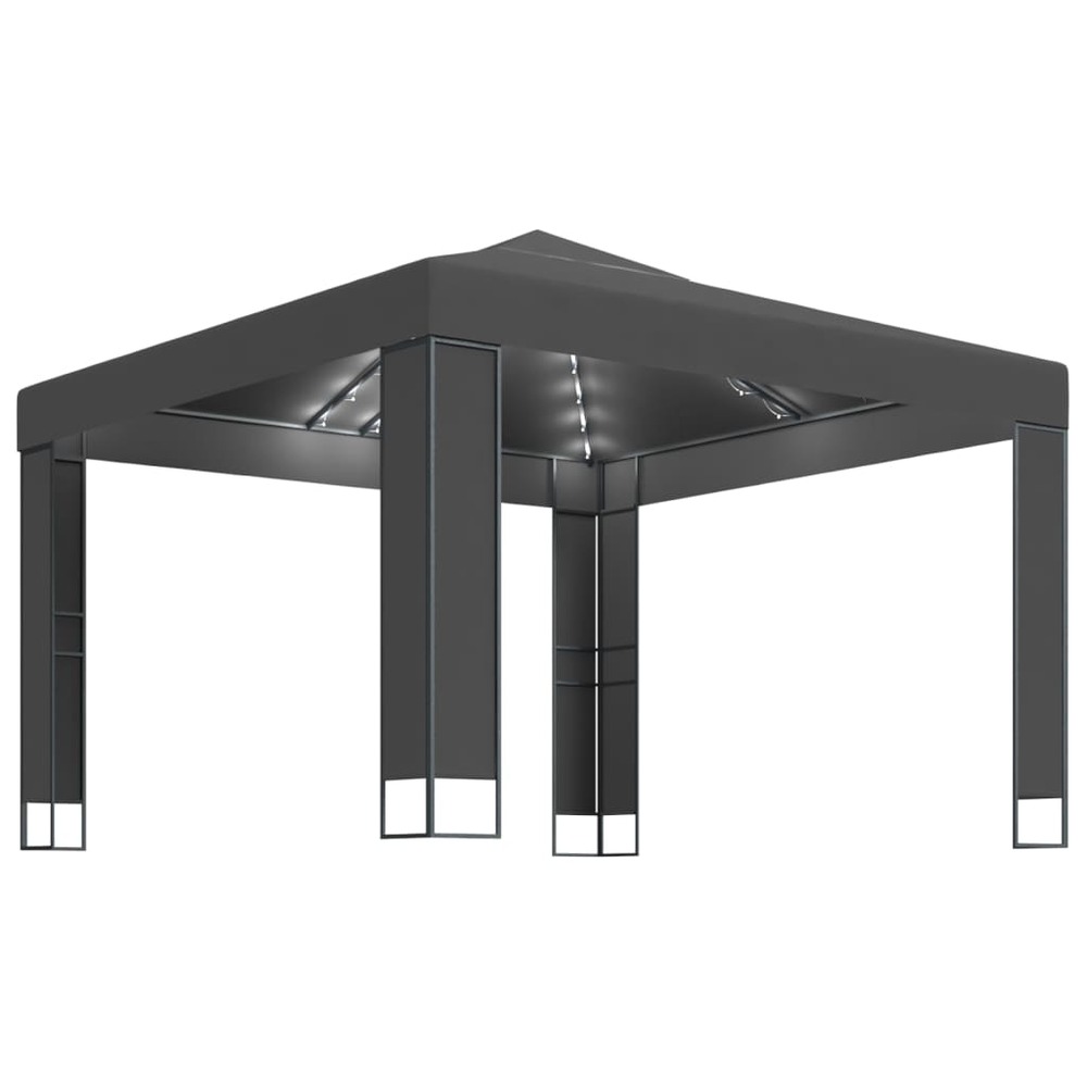 Tonnelle avec double toit et lumières led 3x3 m anthracite